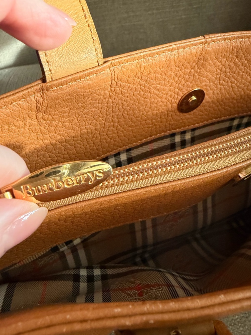 Burberry Tan Leather Tote - Picture 10 of 14